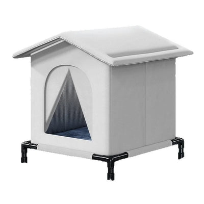 Petite Niche Chien Pliable Grise Surélevée pour Chiot