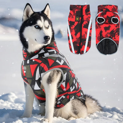 Manteau Imperméable Réfléchissant Zippé Husky Golden Retriever