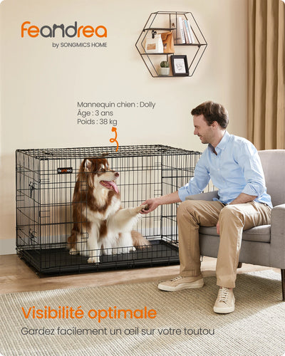 Cage pour Chien Feandrea Pliable 2 Portes 122 cm