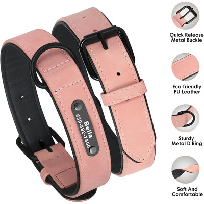 Collier Cuir Gravé Personnalisé Grand Chien