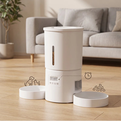 Distributeur de Croquettes Chien Programmable 4,2 L Double Bol