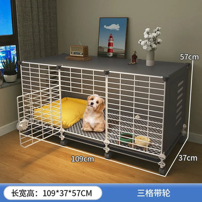 Meuble Cage Chien d'Intérieur Petite Taille sur Roulettes