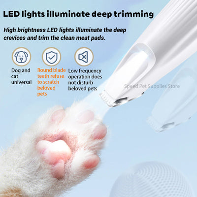 Mini Tondeuse pour Chien Pattes Silencieuse Lumière LED