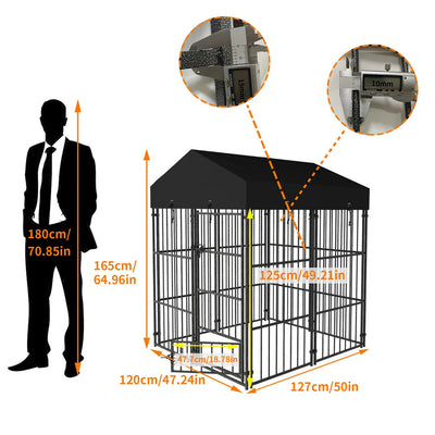 Enclos Chien Grillage Soudé avec Toit pour Extérieur