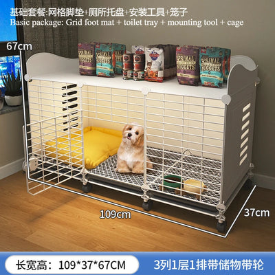 Meuble Cage Chien d'Intérieur Petite Taille sur Roulettes