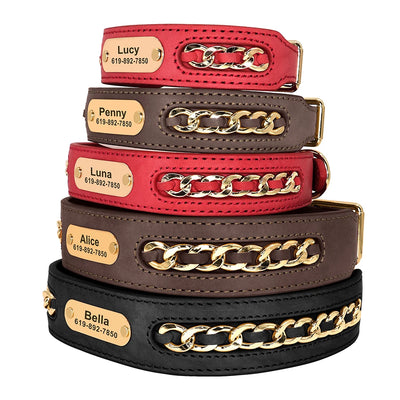 Collier Cuir Personnalisé à Plaque d'Identification Chien