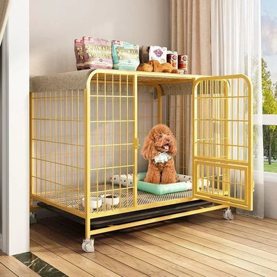 Cage pour Chien Labrador avec Plateau Toilette et Roulettes