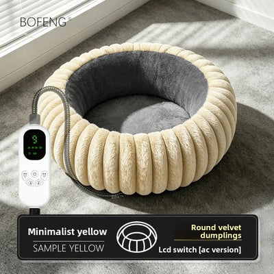 Lit Chauffant Électrique Rond pour Chien Taille Moyenne 65 cm