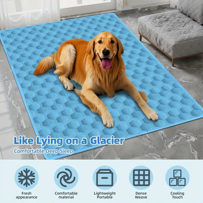 Tapis Rafraîchissant Grand Format pour Chien, Bleu, du S au 2XL