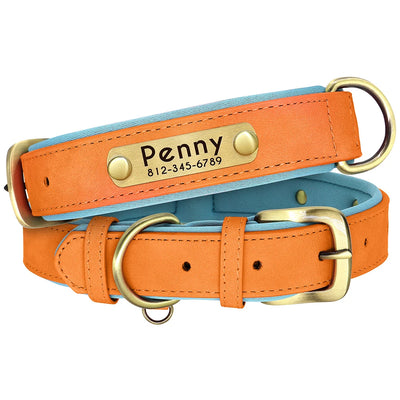 Medaille Collier Rembourre Cuir PU Gravee Chien