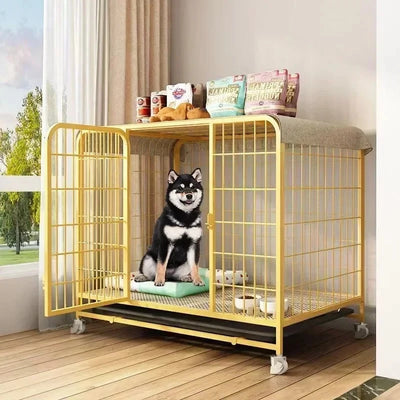 Cage pour Chien Labrador avec Plateau Toilette et Roulettes