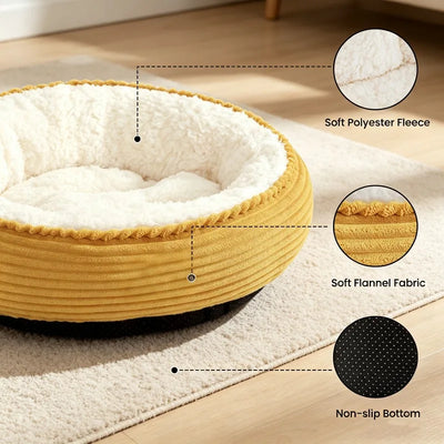 Panier Rond pour Chien Petit et Moyen Bord Rembourré Antidérapant
