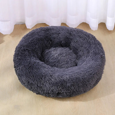 Panier Rond Fausse Fourrure Gris Lavable Grand Chien