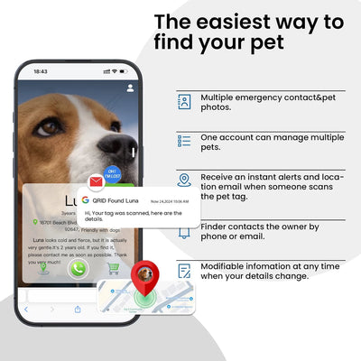 Médaille QR Code Chien avec Profil en Ligne
