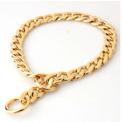 Collier Chaîne Gourmette Dorée Bouledogue Pitbull 25 à 76 cm