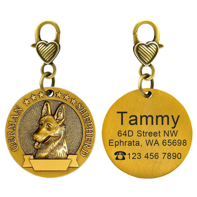Médaille Cuivrée Gravée Silhouette de Race pour Chien