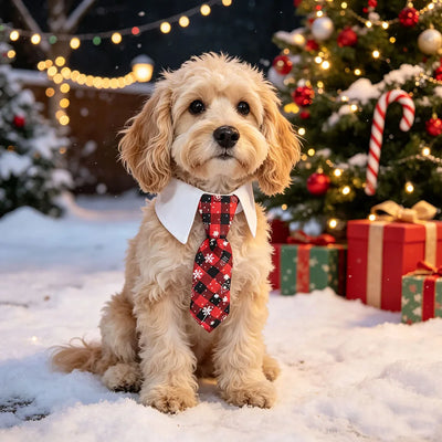 Collier Cravate de Noël Rouge et Vert Chien