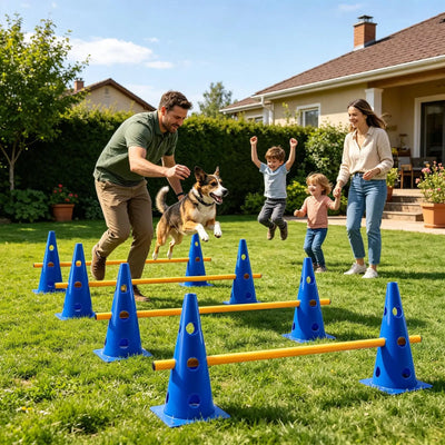 Kit d'Agility pour Chien 8 Cônes 4 Barres de Saut 80 cm