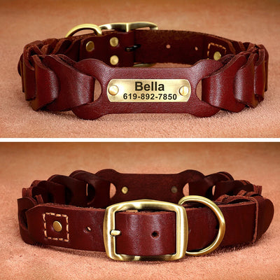 Collier Cuir Personnalisé Gravé Pitbull