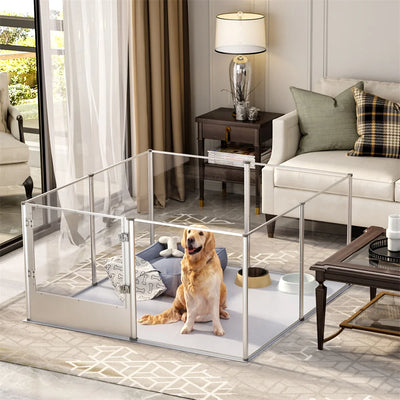 Parc d'Exercice Acrylique Grand Format Chien Cadre Argent