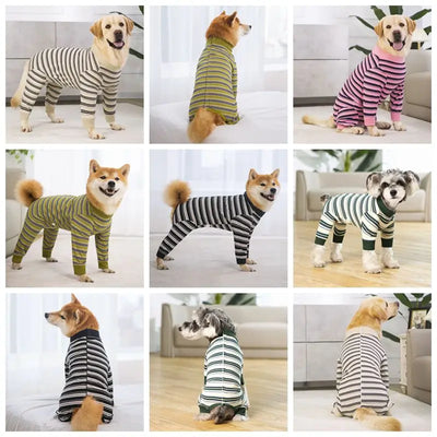 Pyjama pour Chien Rayé Combinaison Intégrale Grand Chien