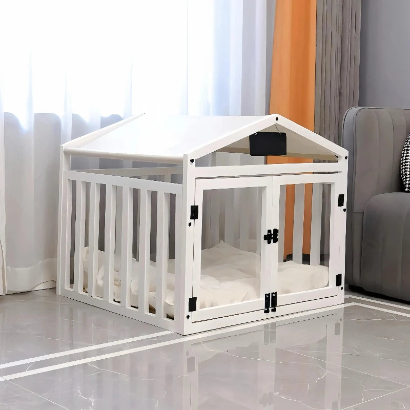 Niche d'Intérieur Cage pour Chien en Bois Massif Double Porte