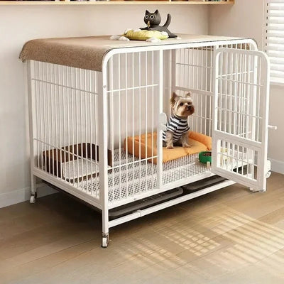 Cage pour Chien Labrador avec Plateau Toilette et Roulettes