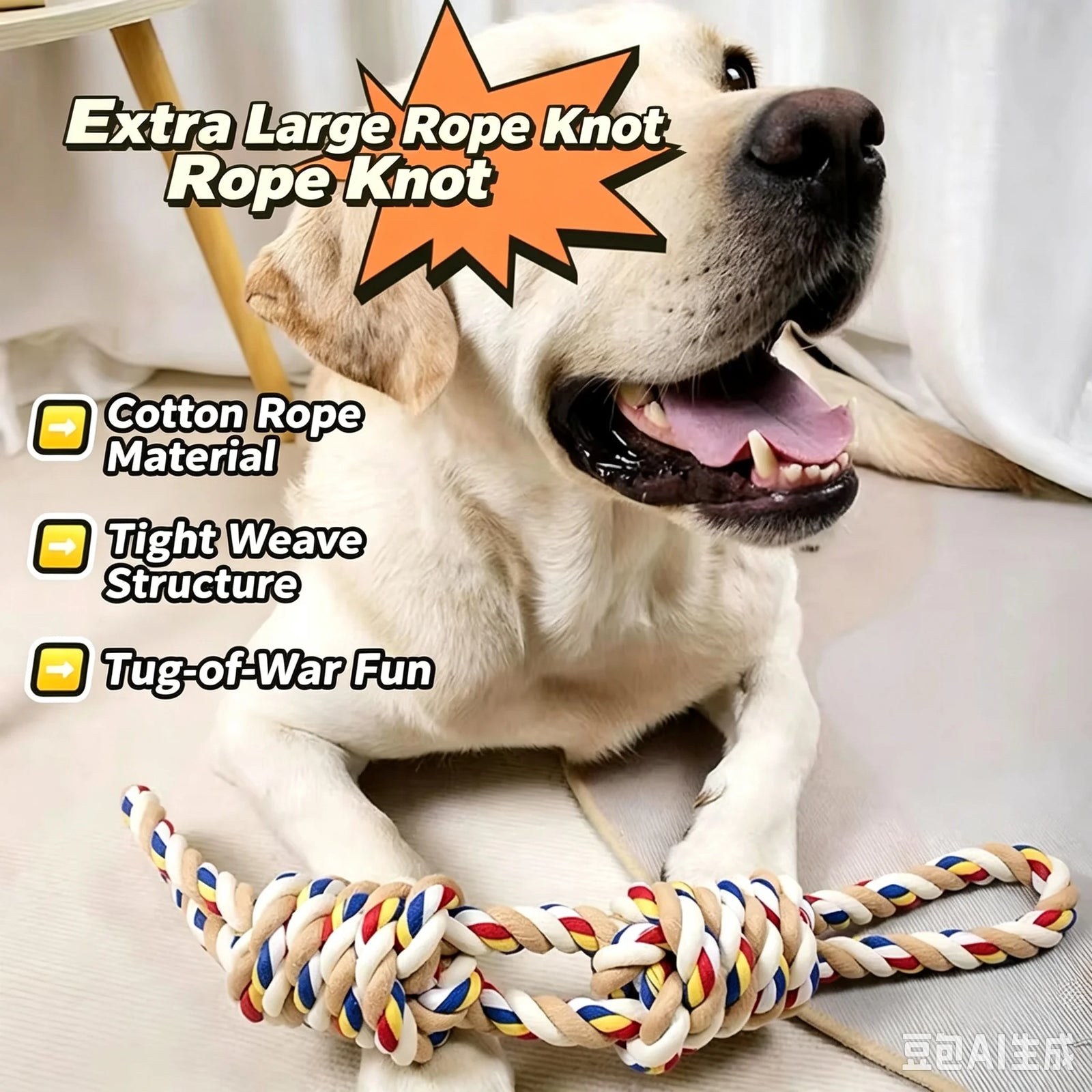 Jouet de Traction Corde à Nœuds Extra-Large pour Gros Chien