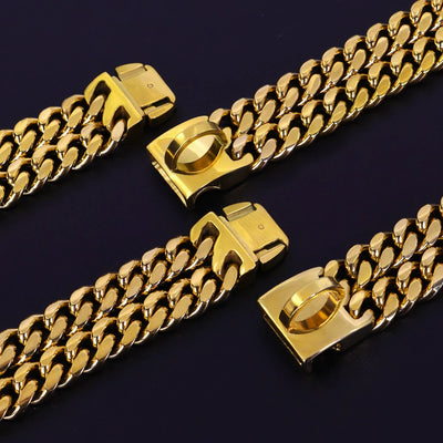 Collier Chaîne Inox Doré Gros Chien Pitbull