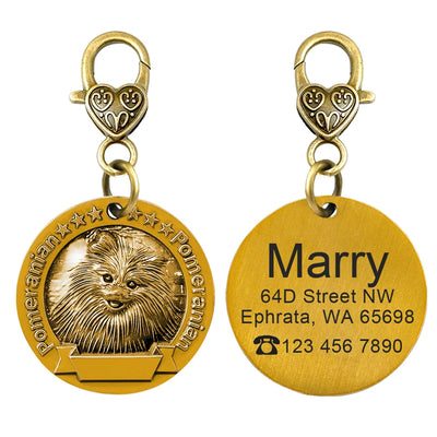 Médaille Cuivrée Gravée Silhouette de Race pour Chien