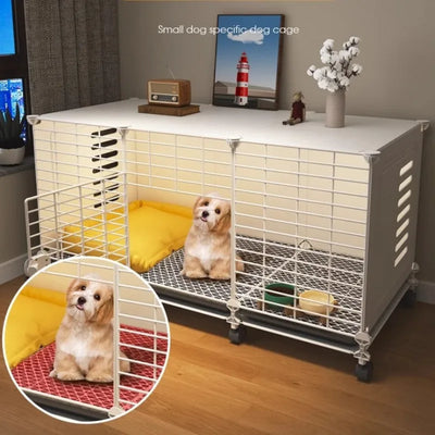 Meuble Cage Chien d'Intérieur Petite Taille sur Roulettes