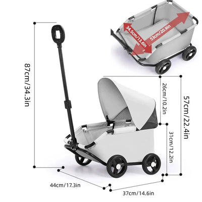 Poussette pour Chien Pliable 4 Roues Poignée Télescopique