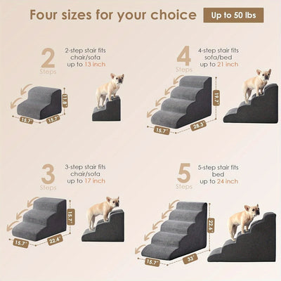 Escalier pour Chien Incurvé Mousse Dense Gris 3 Tailles