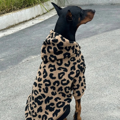 Manteau Sherpa Léopard Chaud pour Grand Chien Doberman