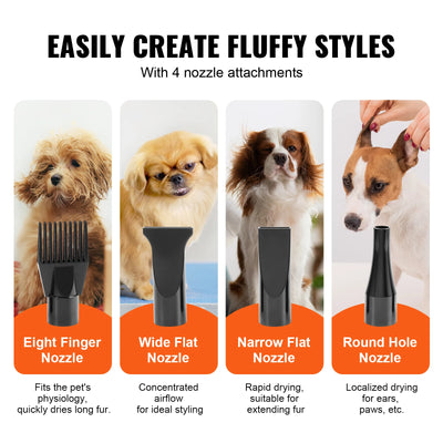 Souffleur pour Chien 2000W Toilettage 4 Buses SucceBuy