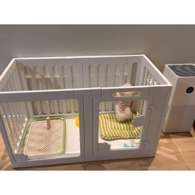 Parc pour Chien Intérieur Modulable Blanc avec Porte Verrouillable