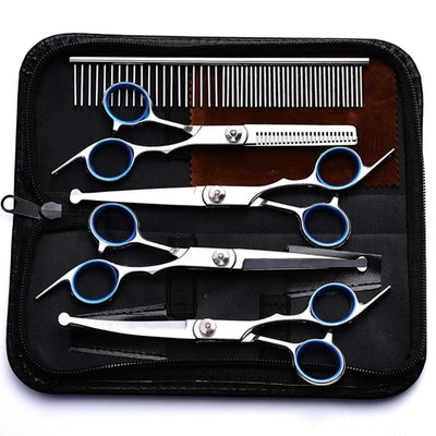 Ciseaux de Toilettage Chien Professionnels Kit 4 Paires et Peigne