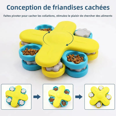 Jouet Interactif Chien Plateau Rotatif Jaune Cachette Friandises