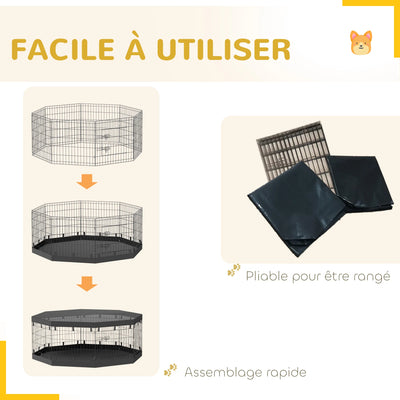 Parc pour Chien Intérieur PawHut 8 Panneaux Pliables Acier