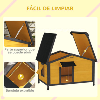 Niche Chien PawHut Bois Massif 97x72x65 cm