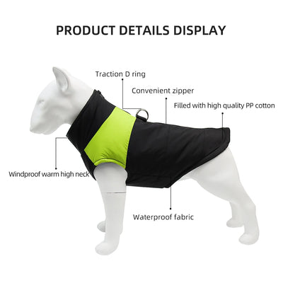 Manteau Hiver Chien Grande Taille Coupe-Vent Zippé