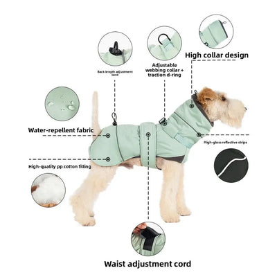 Manteau d'Hiver Réfléchissant Col Montant Chien