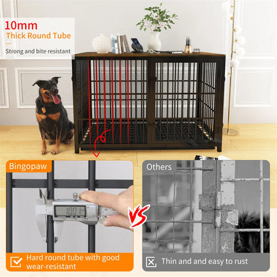 Cage pour Chien en Bois Meuble Industriel 3 Portes