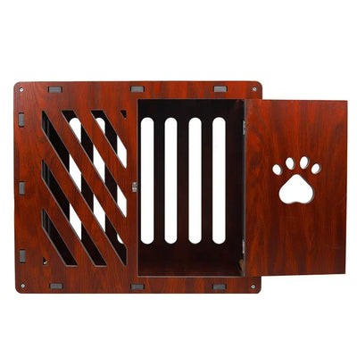 Niche d'Intérieur en Bois pour Chien Meuble à Porte Lattée
