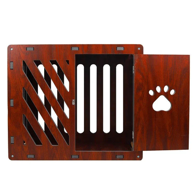Niche d'Intérieur en Bois pour Chien Meuble à Porte Lattée