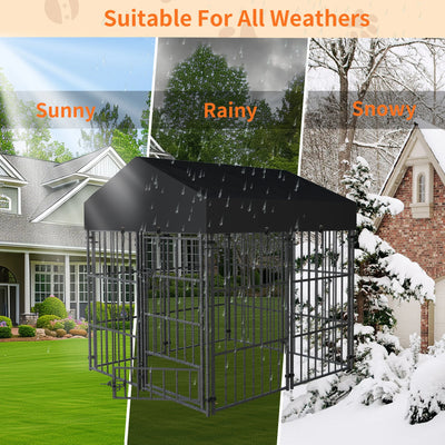 Enclos Chien Grillage Soudé avec Toit pour Extérieur