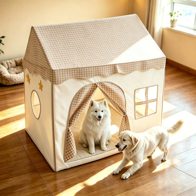 Tente pour Chien Grande Taille Niche Pliable Portes Enroulables