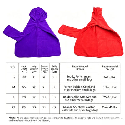 Manteau de Bain Velcro Séchage Rapide pour Chien