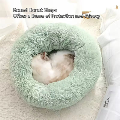 Panier Donut Fausse Fourrure pour Petit et Moyen Chien