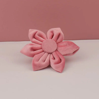 Collier et Laisse Velours Rose Harnais Assorti Chien